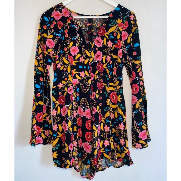 Floral Long Sleeve Romper - Picture 1 of 5